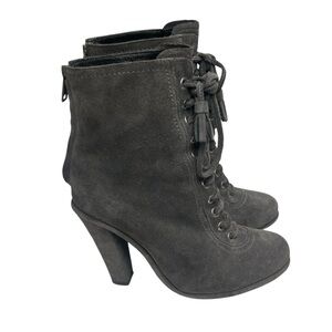 All Saints Grimsby Suede Lace-Up Boot In Asphalt Grey Size EU 38 / US 8